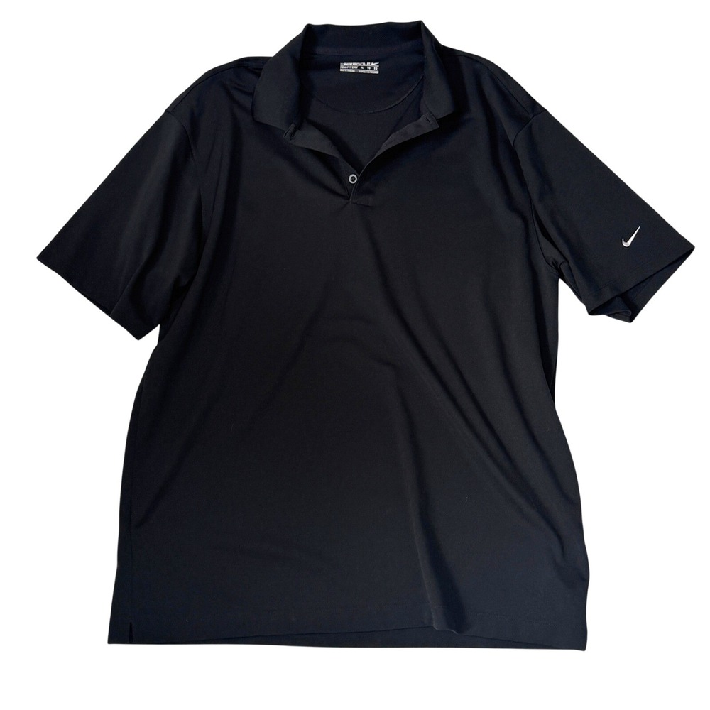 Nike Golf Polo Shirt Fit Dry XL Black Mens Performance Short Sleeve Swoosh
